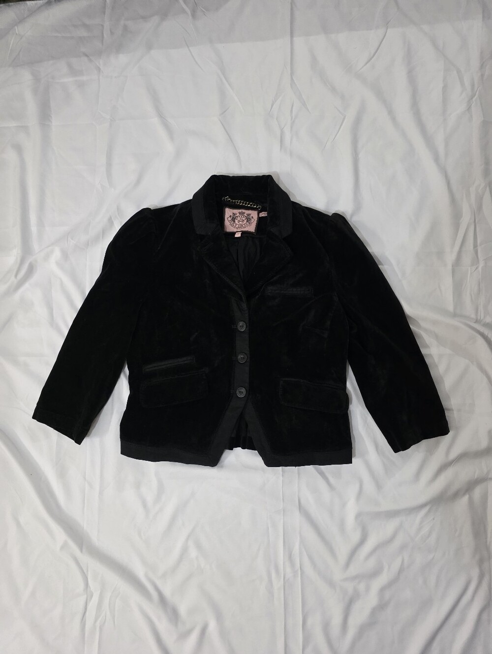 Vintage Y2K JUICY COUTURE Black Velvet Blazer Jacket Women’s